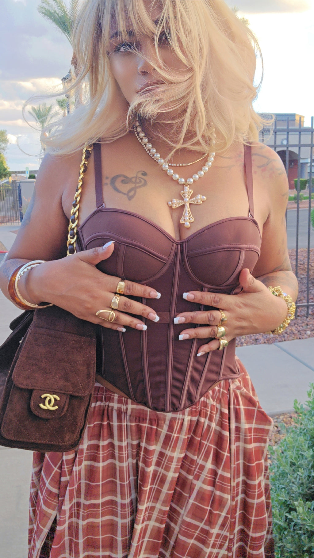 Sweet Thang Boned Corset Plaid Set