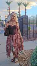 Sweet Thang Boned Corset Plaid Set