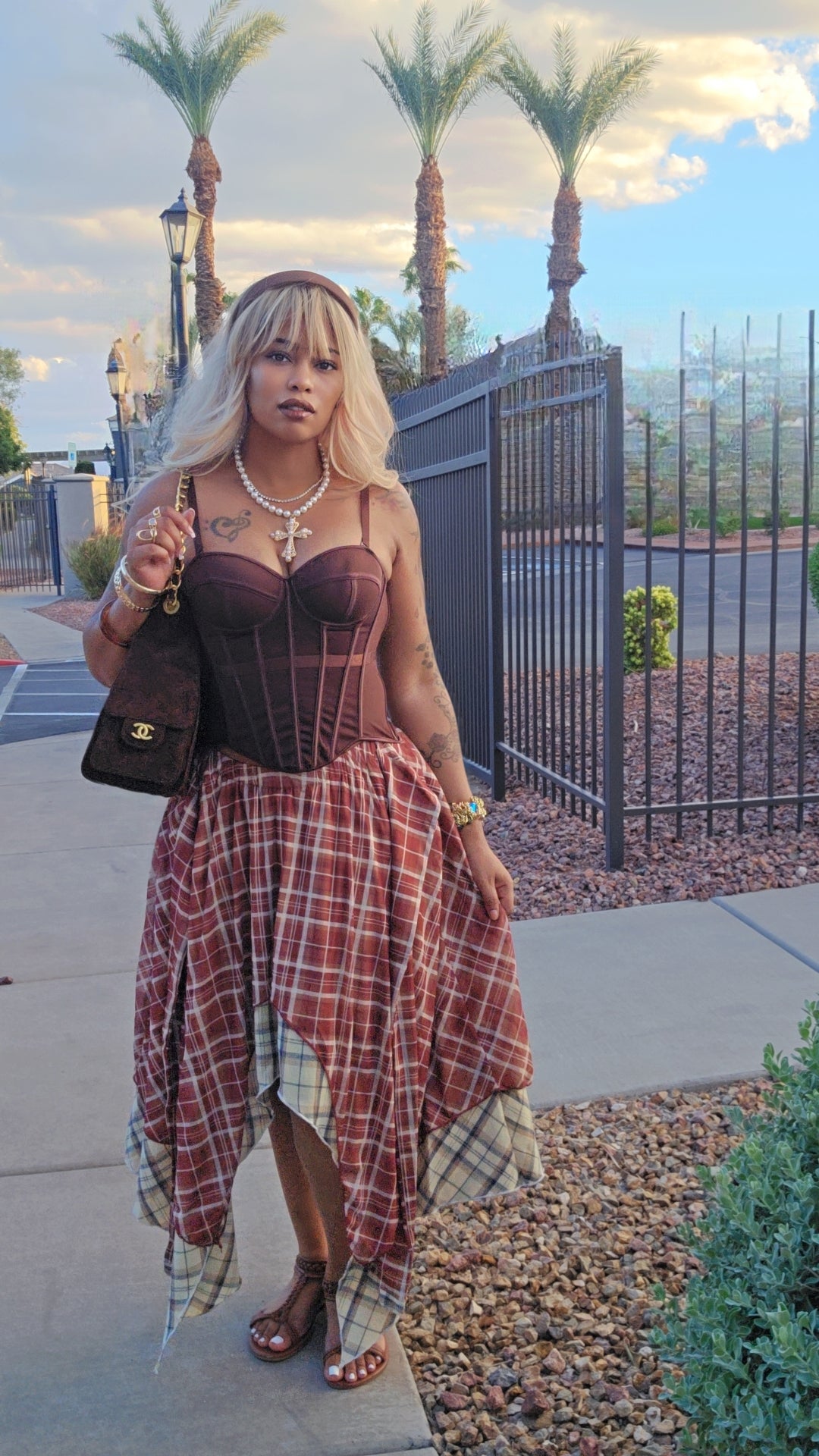 Sweet Thang Boned Corset Plaid Set